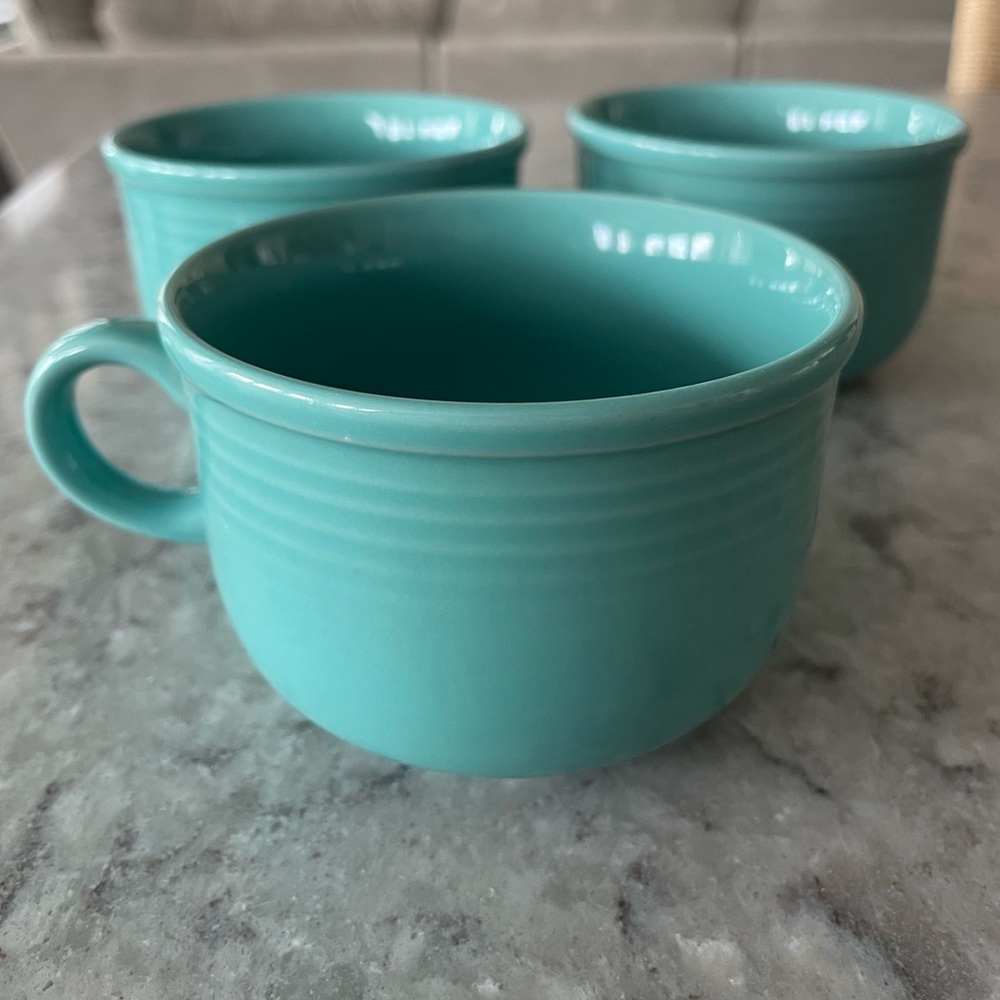 Set of 3 Color Connection aqua coffee mugs